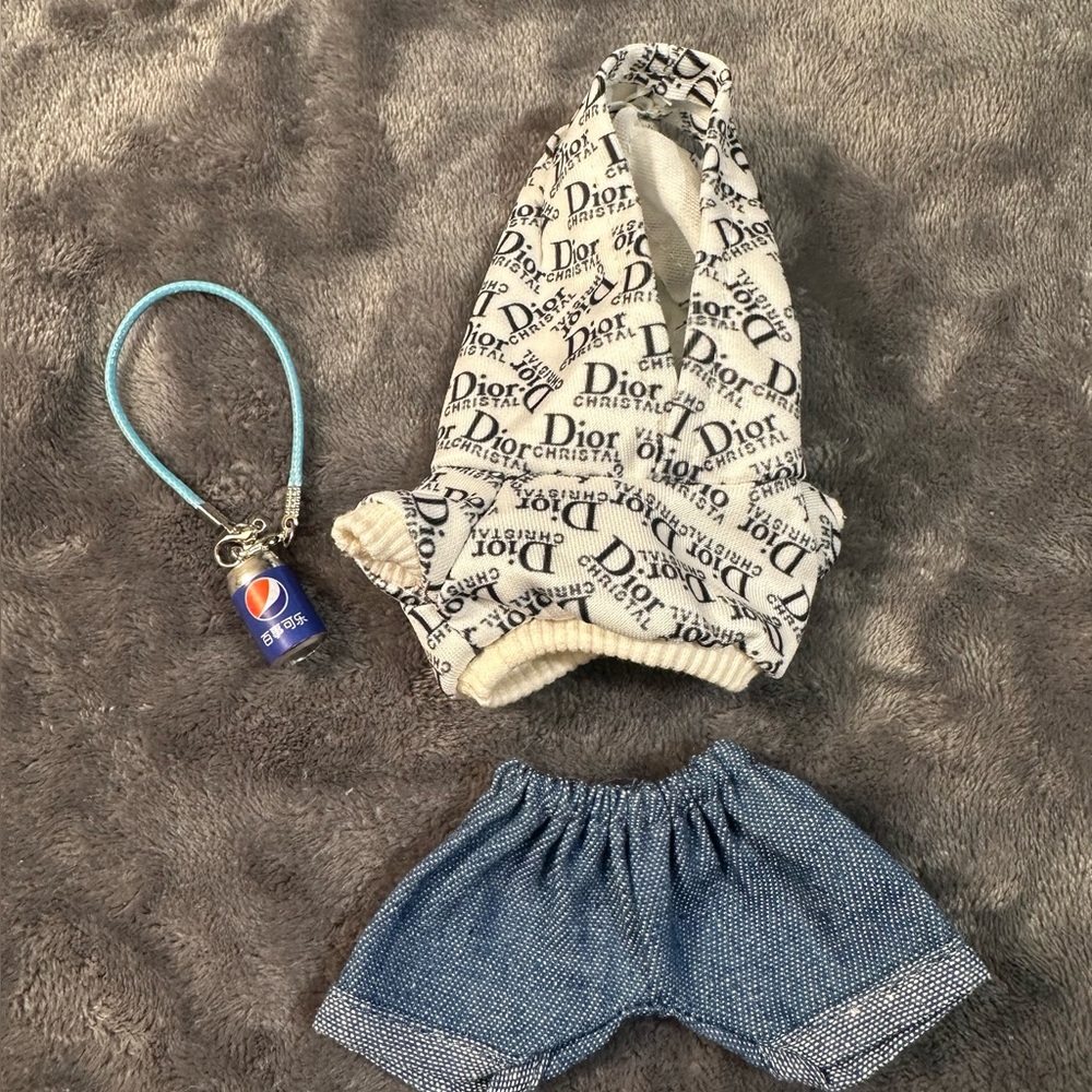Labubu Clothes Denim Shorts Hoodie 3 Pieces  Boujee Fancy Stocking Stuffer